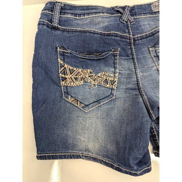 Hydraulic Sammie Boyfriend Women Jean Shorts Distressed Embroidered Size 7/8 - Picture 4 of 9